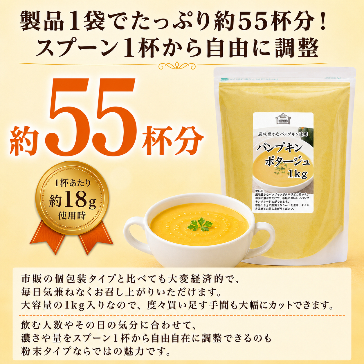 １袋でたっぷり約５５杯分