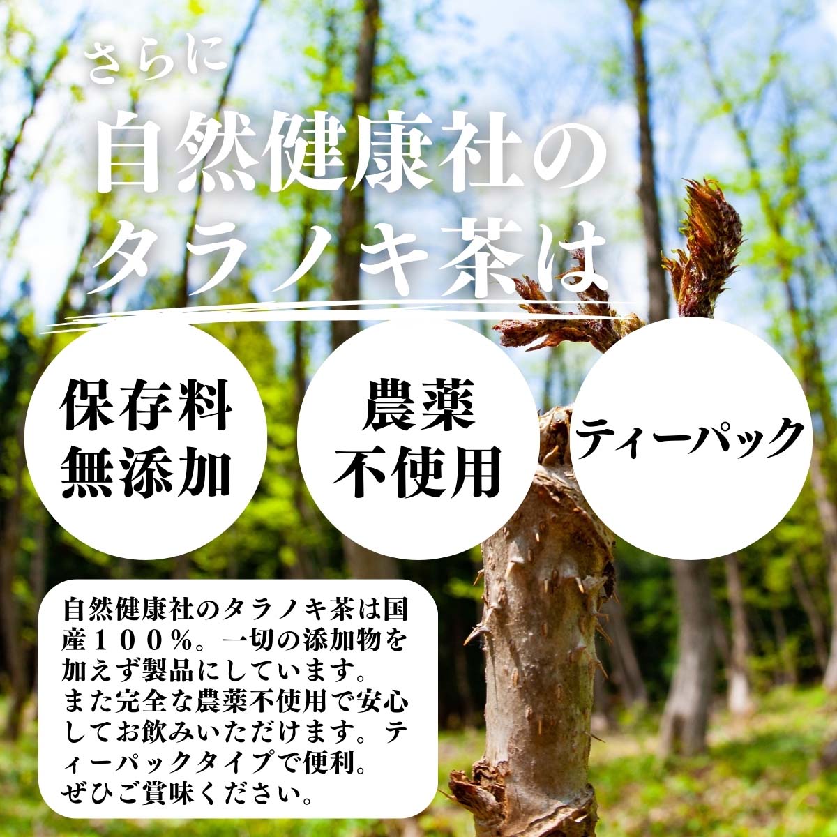 保存料無添加、農薬不使用、ティーパック