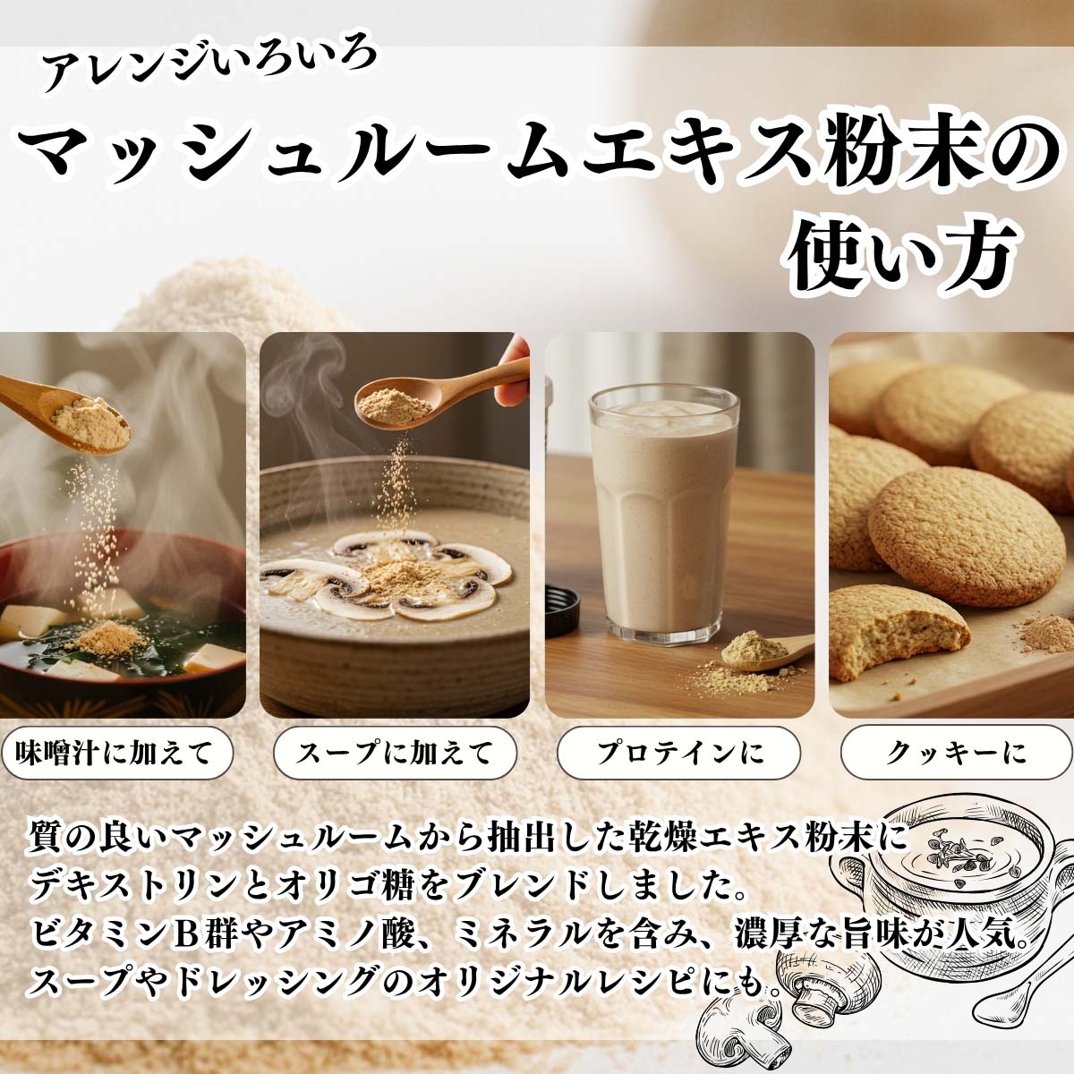 マッシュルームエキス粉末の使い方