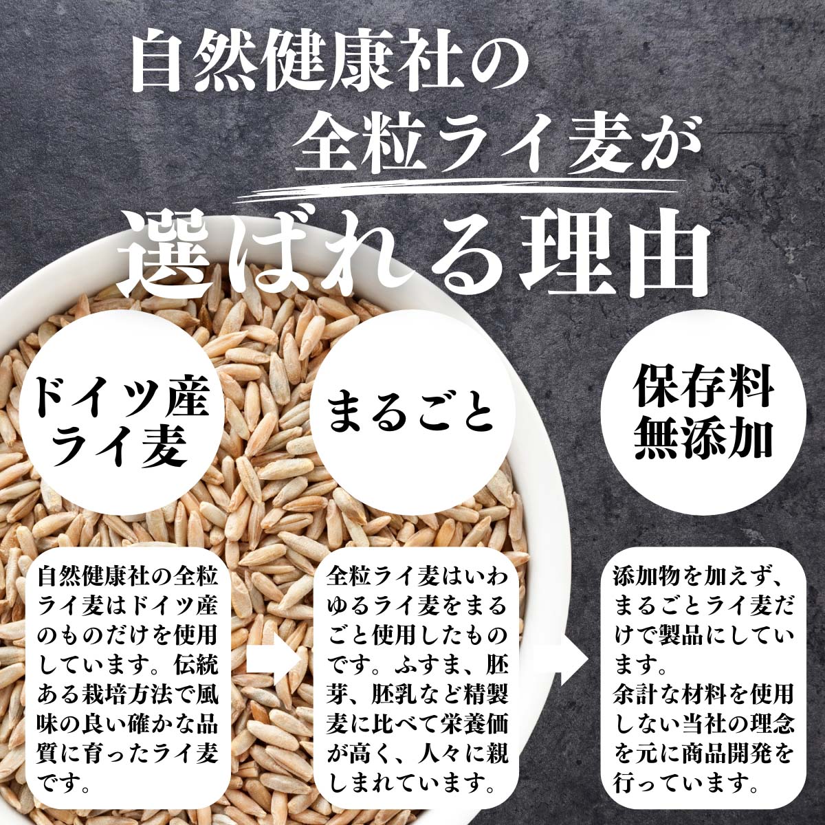 自然健康社の全粒ライ麦が選ばれる理由